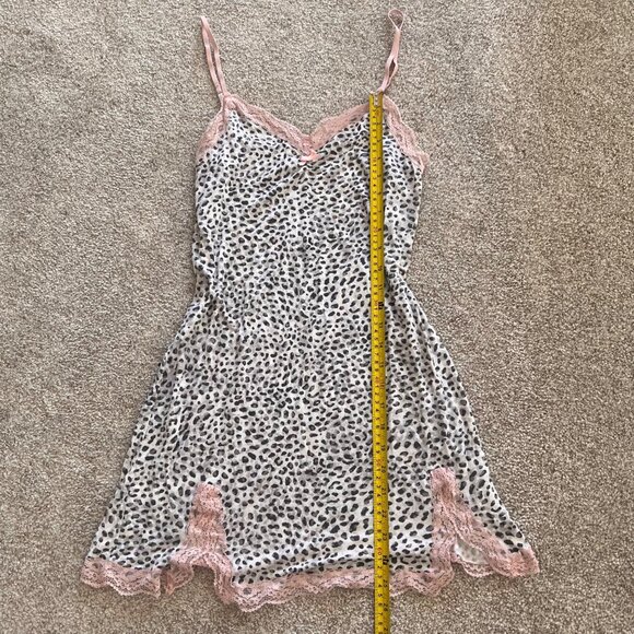Y2K Gray & Pink Leopard Cheetah Babydoll Lingerie Mini Dress Top S - Picture 7 of 8